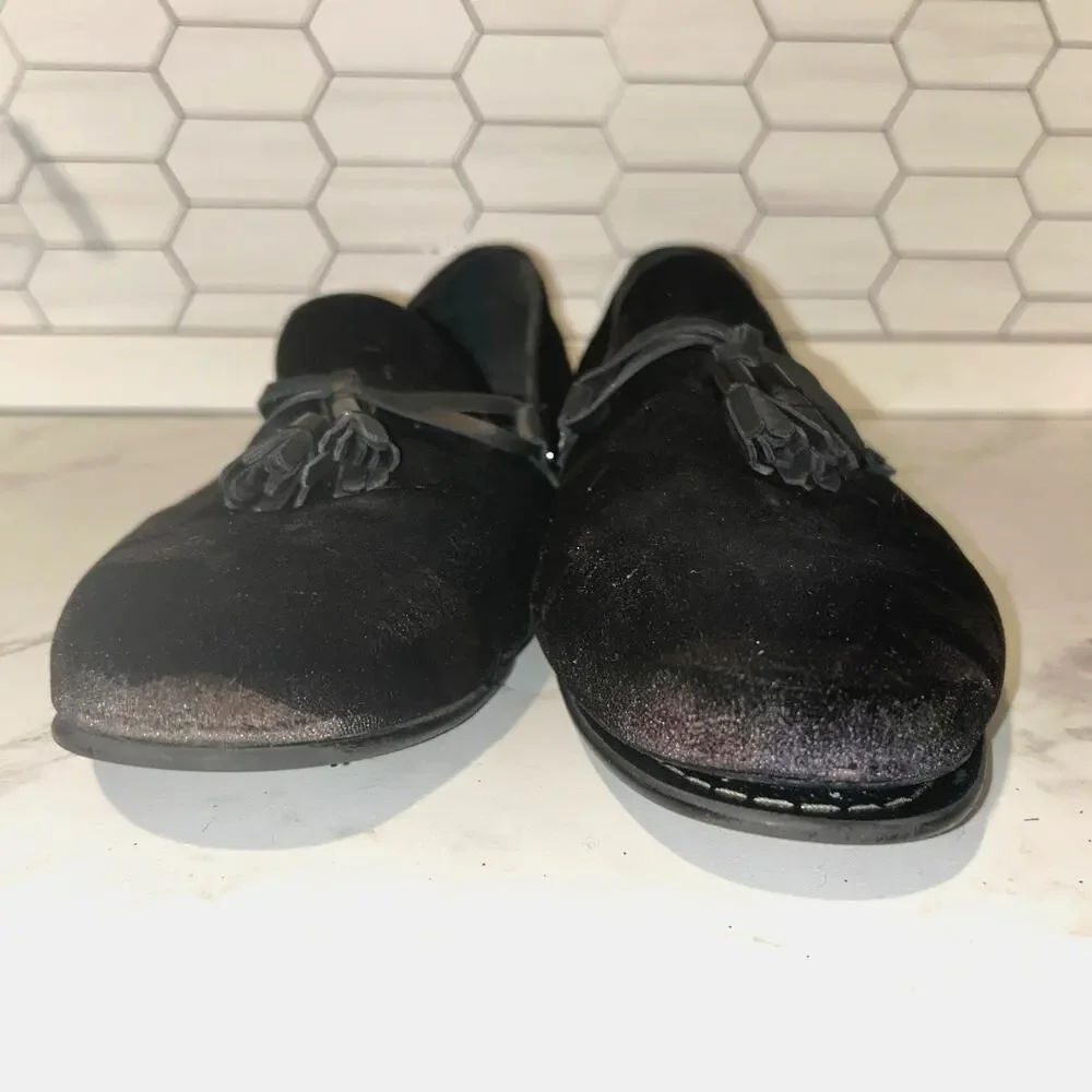 ALDO Mens Camo Velvet Tassel Loafers Size 12 Black Gray Slip On Dress Shoes 45